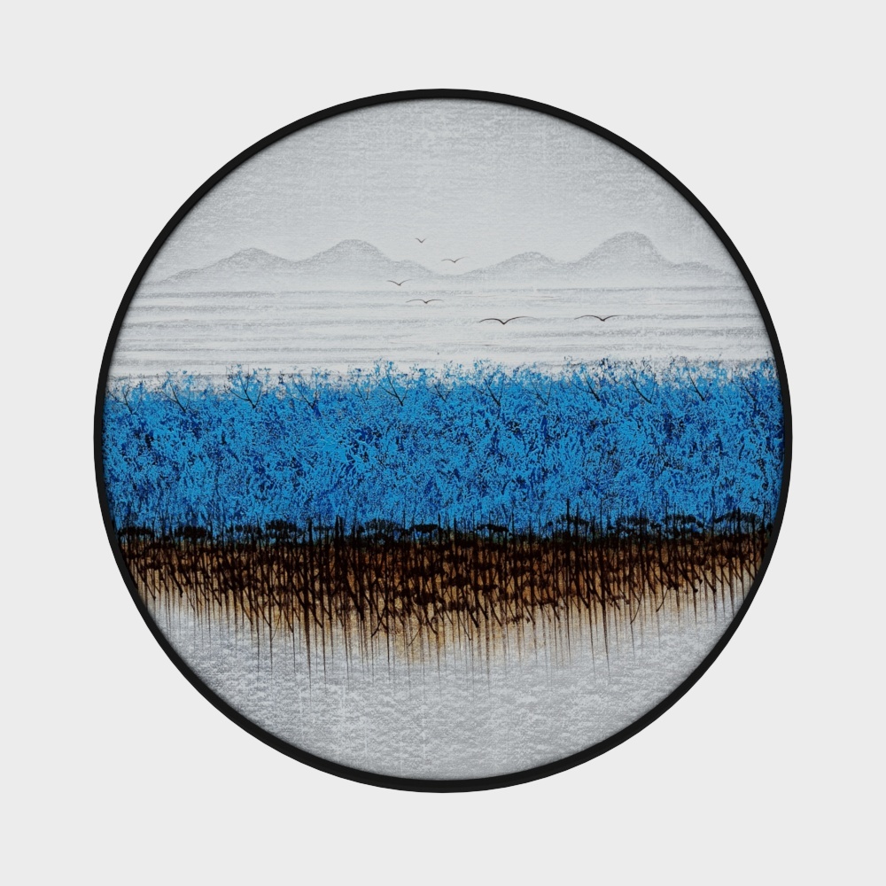 简上-高端油画-玄关装饰画-蓝色花海C