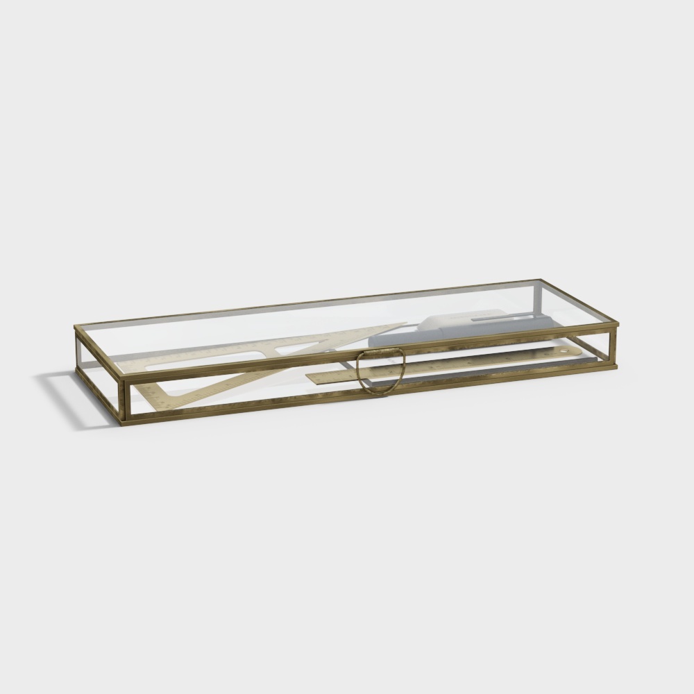 现代办公文具-尺子盒3D模型