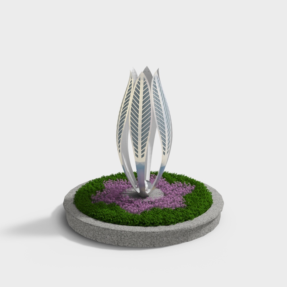 现代城市雕塑花坛3D模型