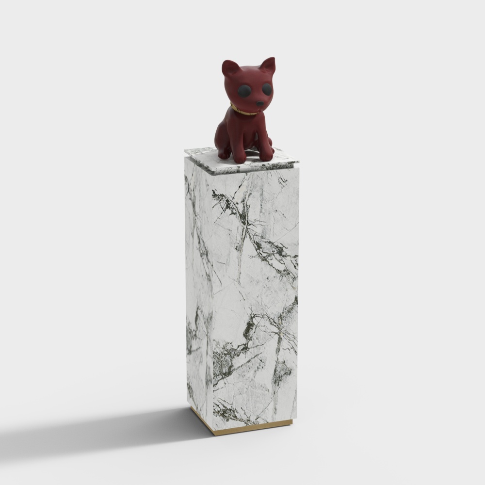 现代时尚小狗雕塑-红色狗3D模型