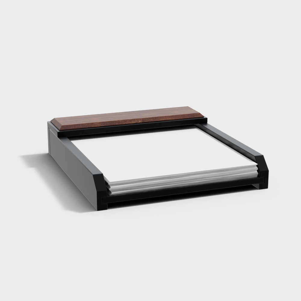 现代文件夹纸签钢笔办公文具组合3D模型