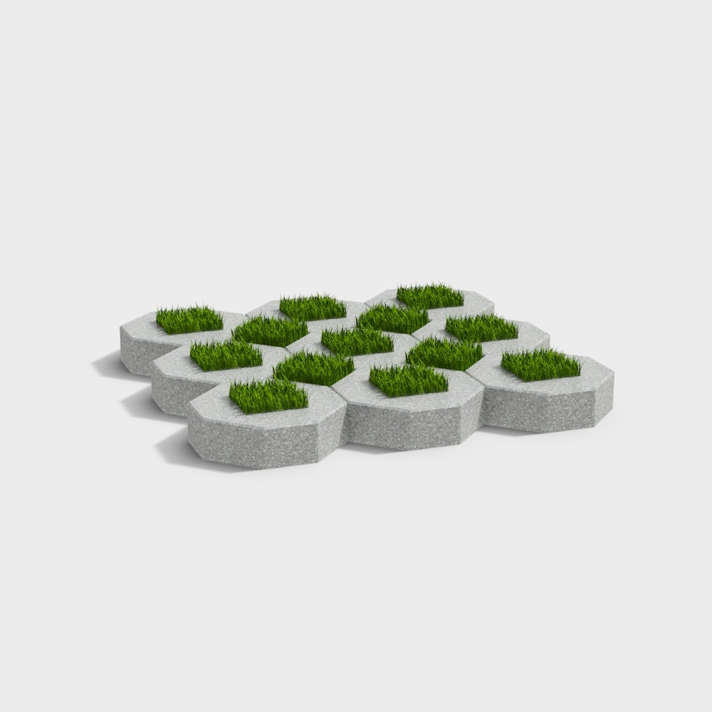 现代广场砖草坪砖-33D模型