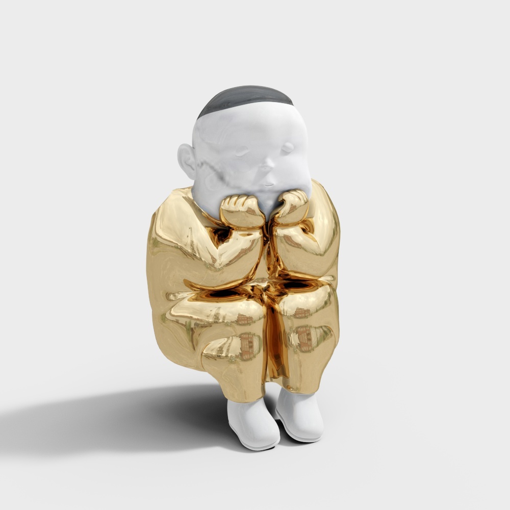 现代人物雕塑-拖脸娃娃3D模型