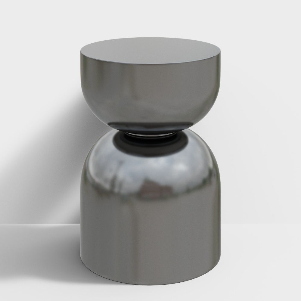 现代圆几-黑色小边几3D模型