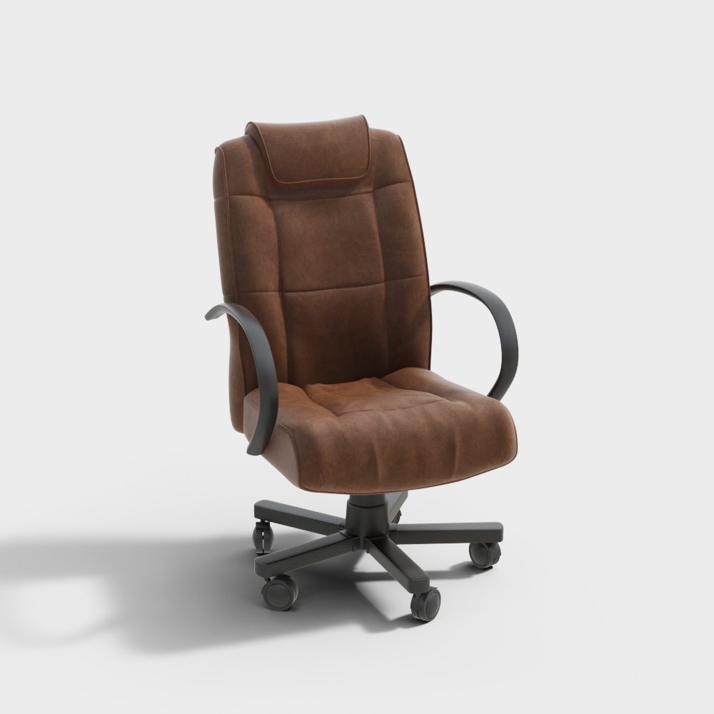 现代皮革办公椅-扶手大班椅3D模型