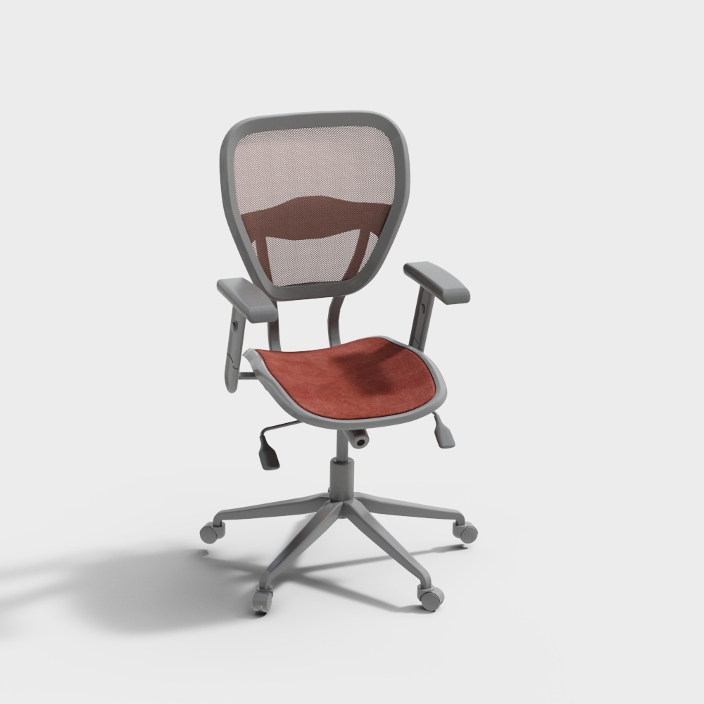 现代网布办公椅转椅红色3D模型