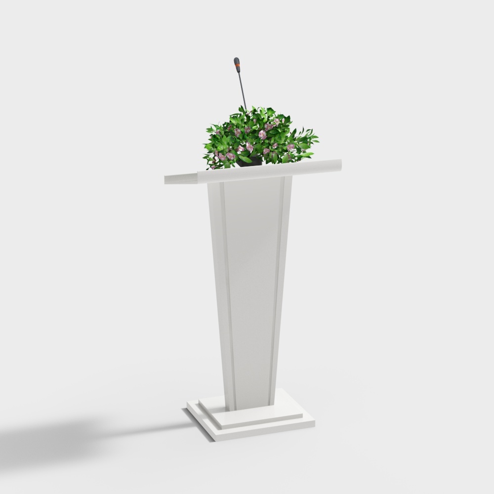 现代演讲台-白色斜面3D模型