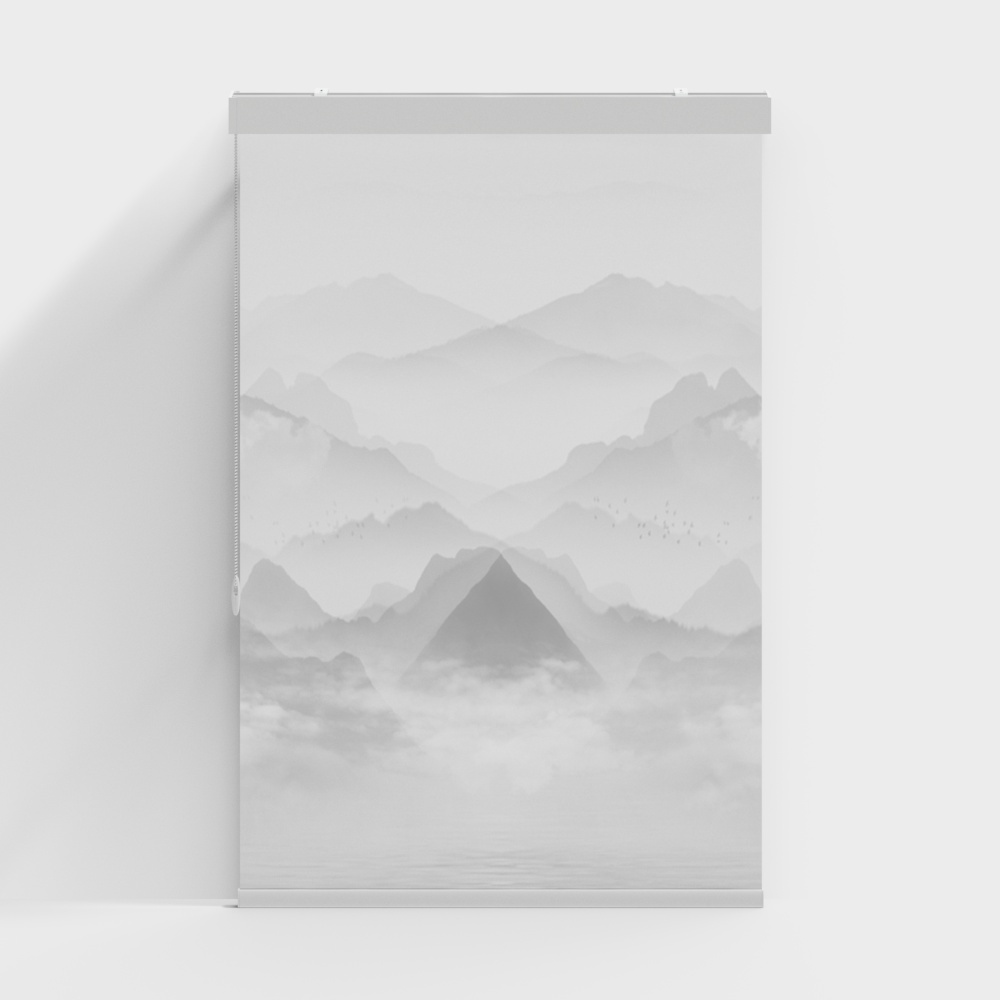 新中式布艺水墨山水窗帘