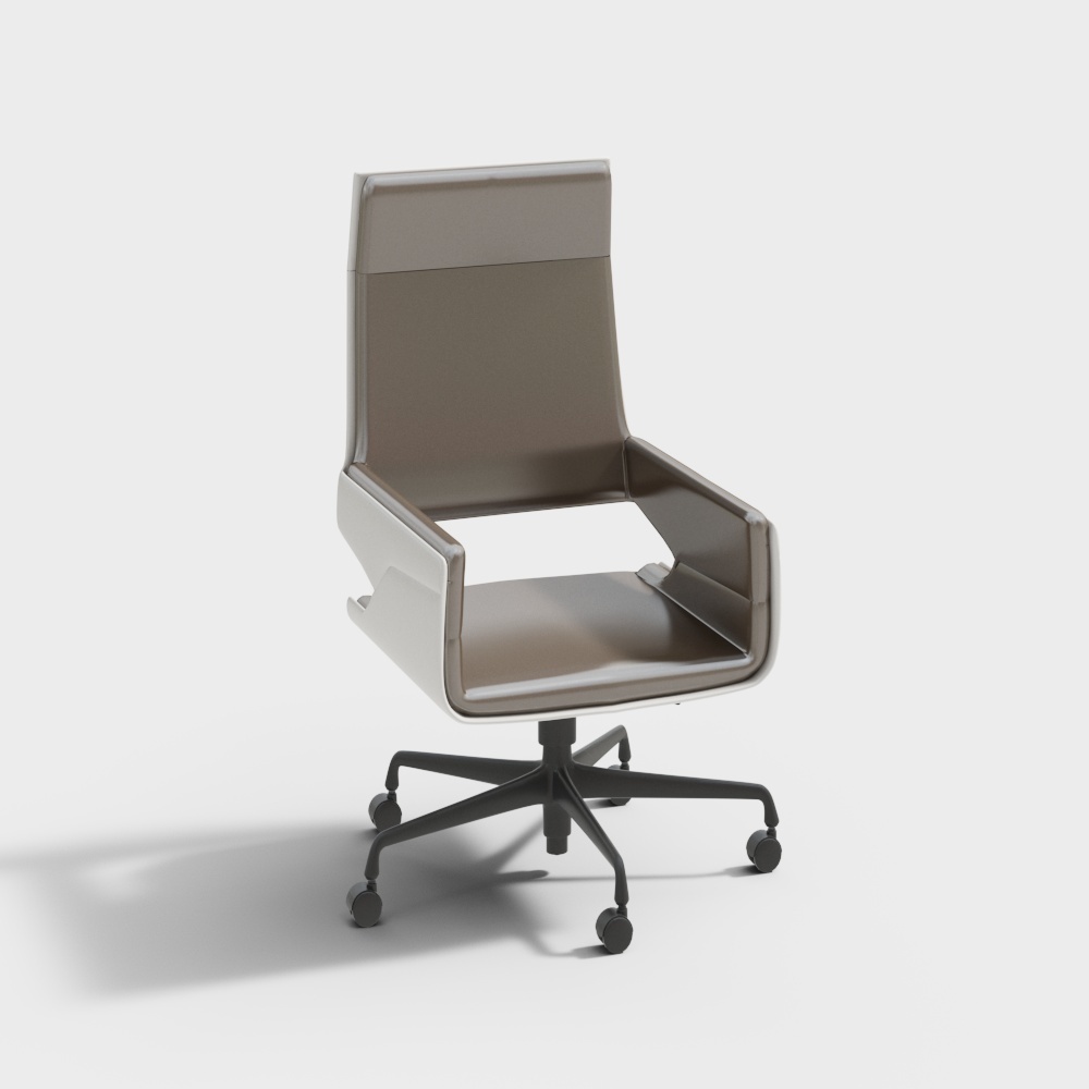 现代皮革办公椅转椅-旋转大班椅3D模型