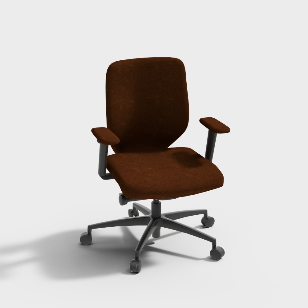 现代皮革办公椅转椅-棕色皮大班椅