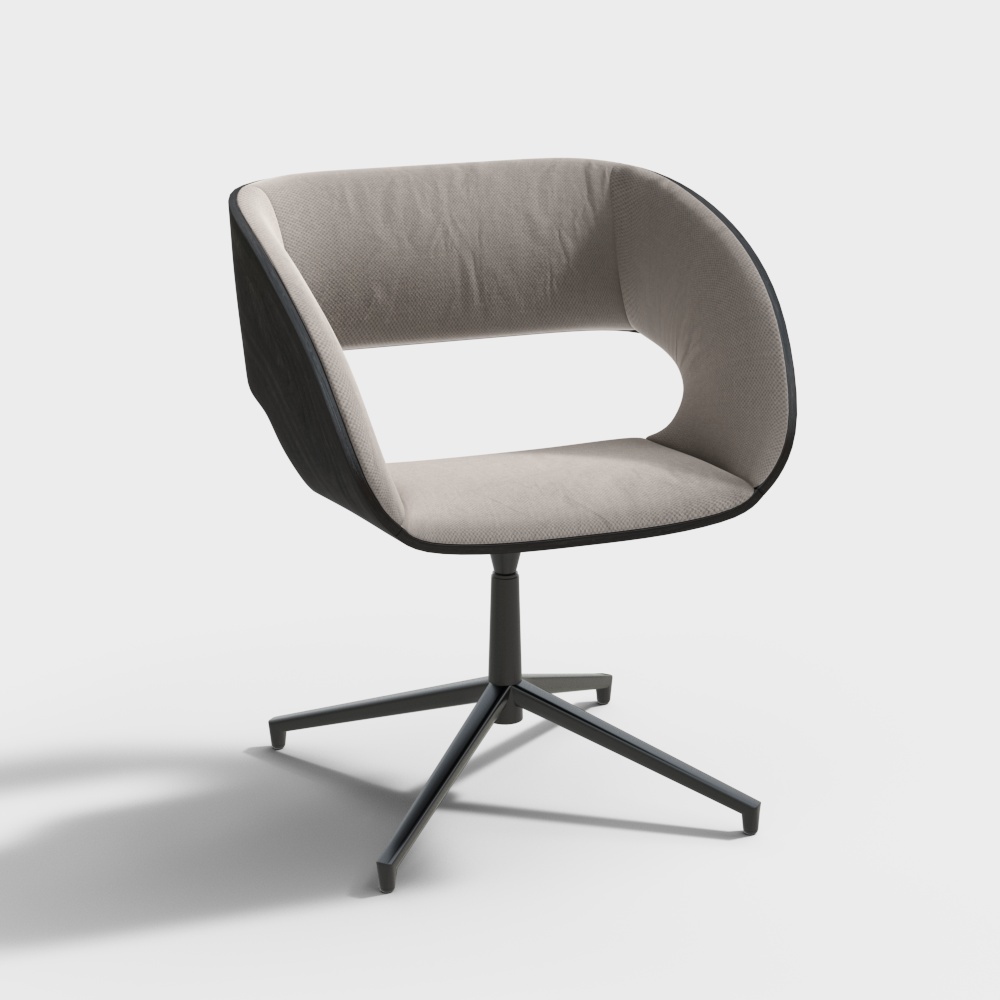 现代时尚办公椅单椅-靠背会议椅3D模型