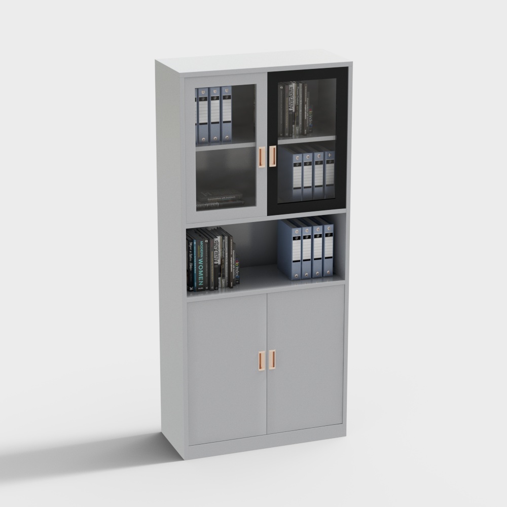 现代铁皮办公文件柜-四门文件柜3D模型