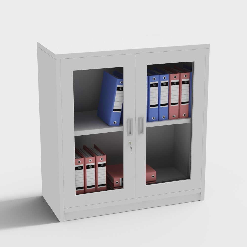 现代文件柜档案柜-双开门玻璃矮柜