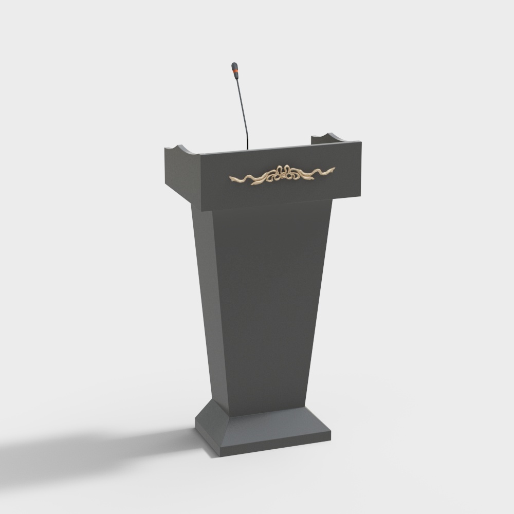 现代演讲台-黑色梯形3D模型