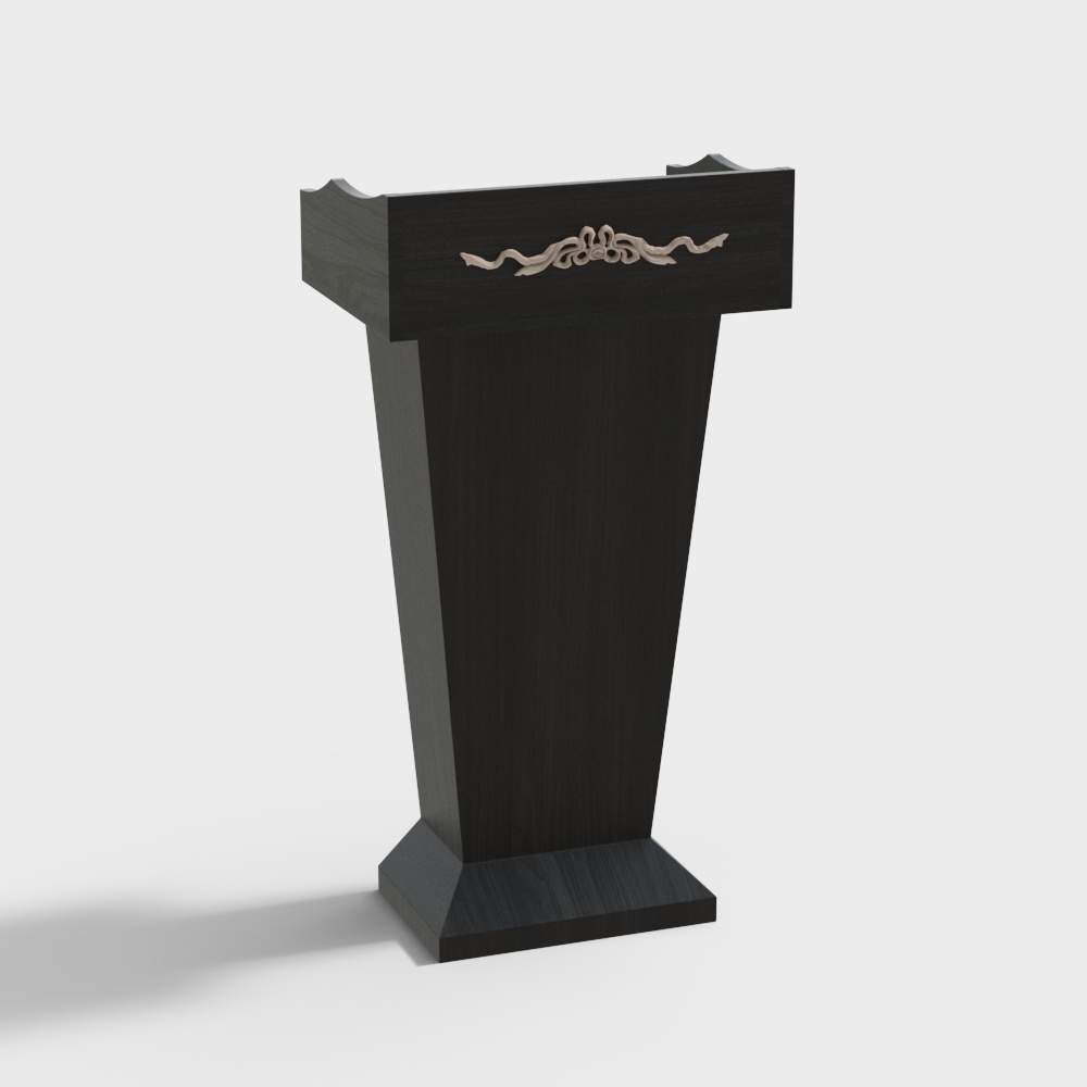 现代演讲台黑色木纹3D模型