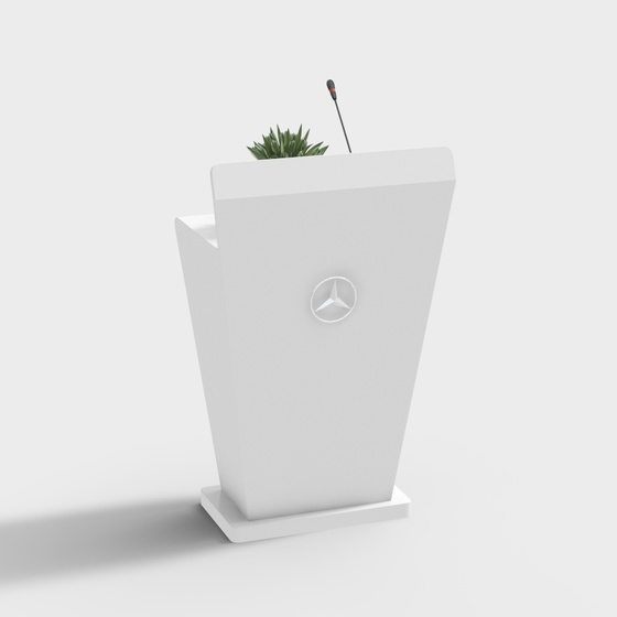 Modern White Podium 3D Model for Presentations