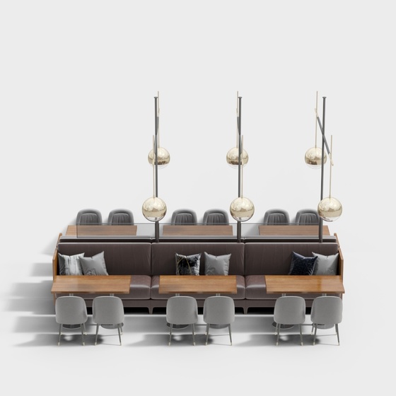 Modern Seats & Sofas,Booth Seating,Gray+Earth color