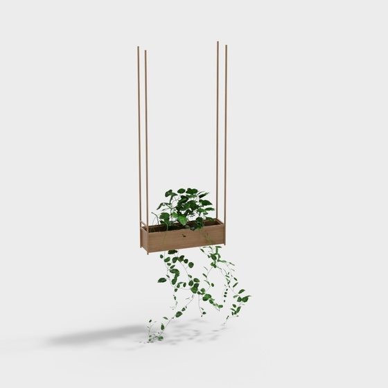 Modern Green Pot Rack Hanging Basket 3D Model