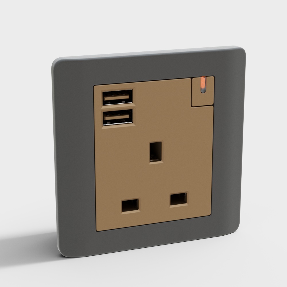 现代开关-三孔插座3D模型