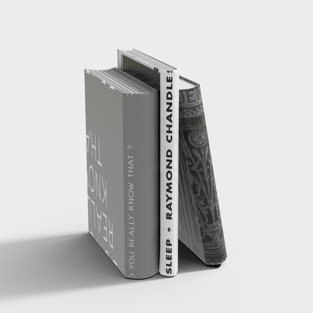 现代花瓶花艺书籍雕塑摆件-书3D模型