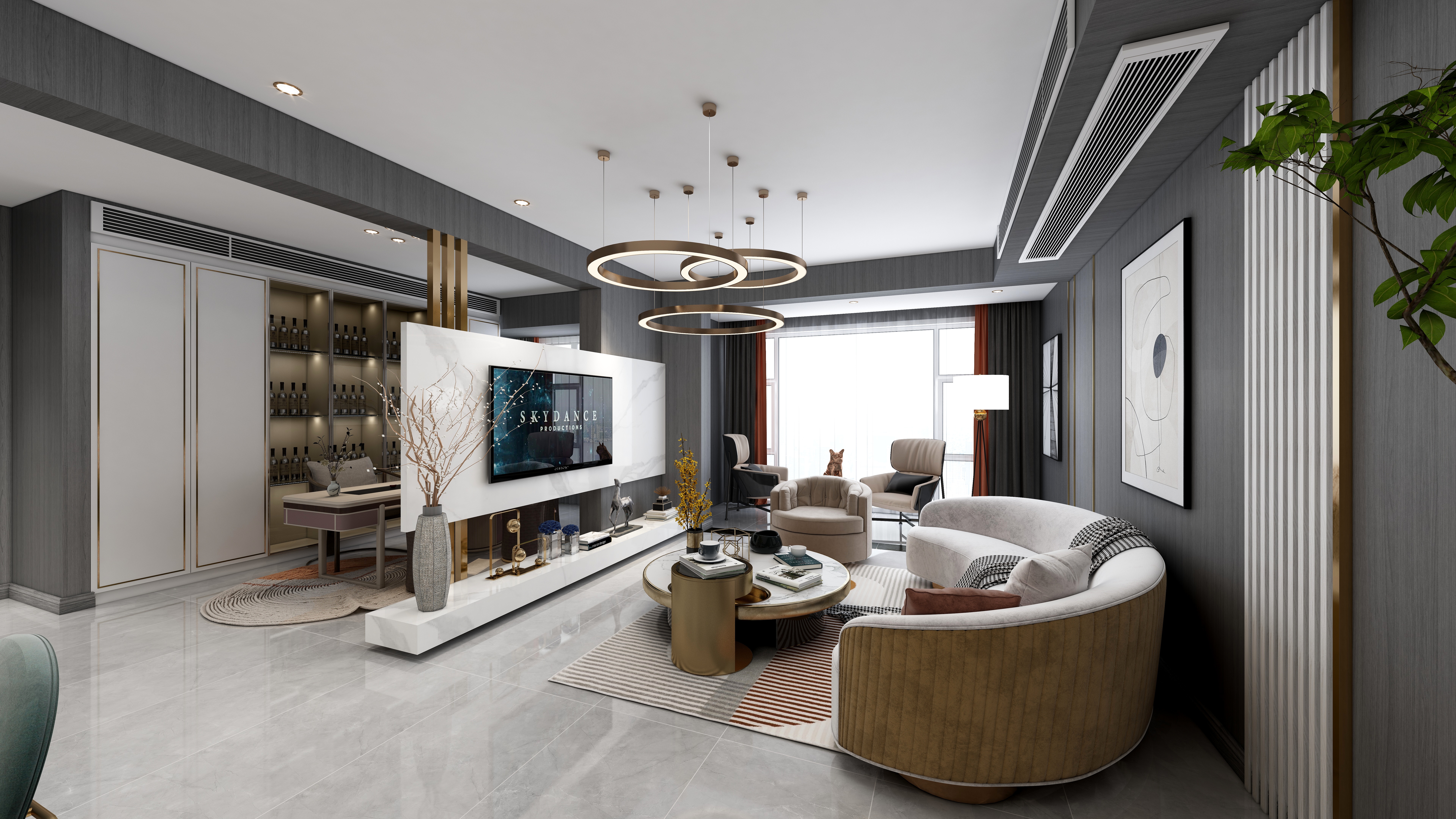 蒲公英装饰设计公司-紫金庄园现代轻奢装修效果图