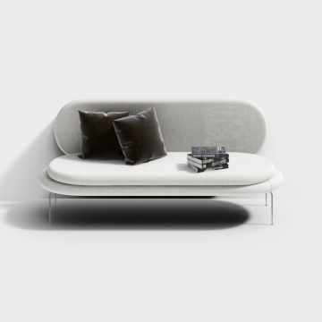 现代白色极简双人沙发3D模型