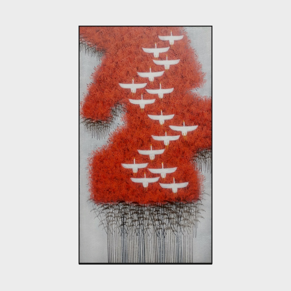 简上-高端油画-玄关装饰画-群雁北归-红3D模型