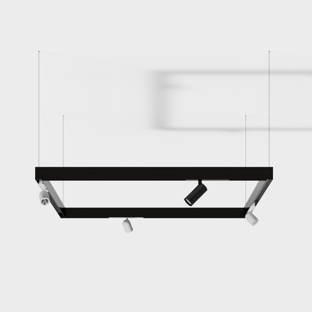 现代条形筒灯射灯-黑色3D模型