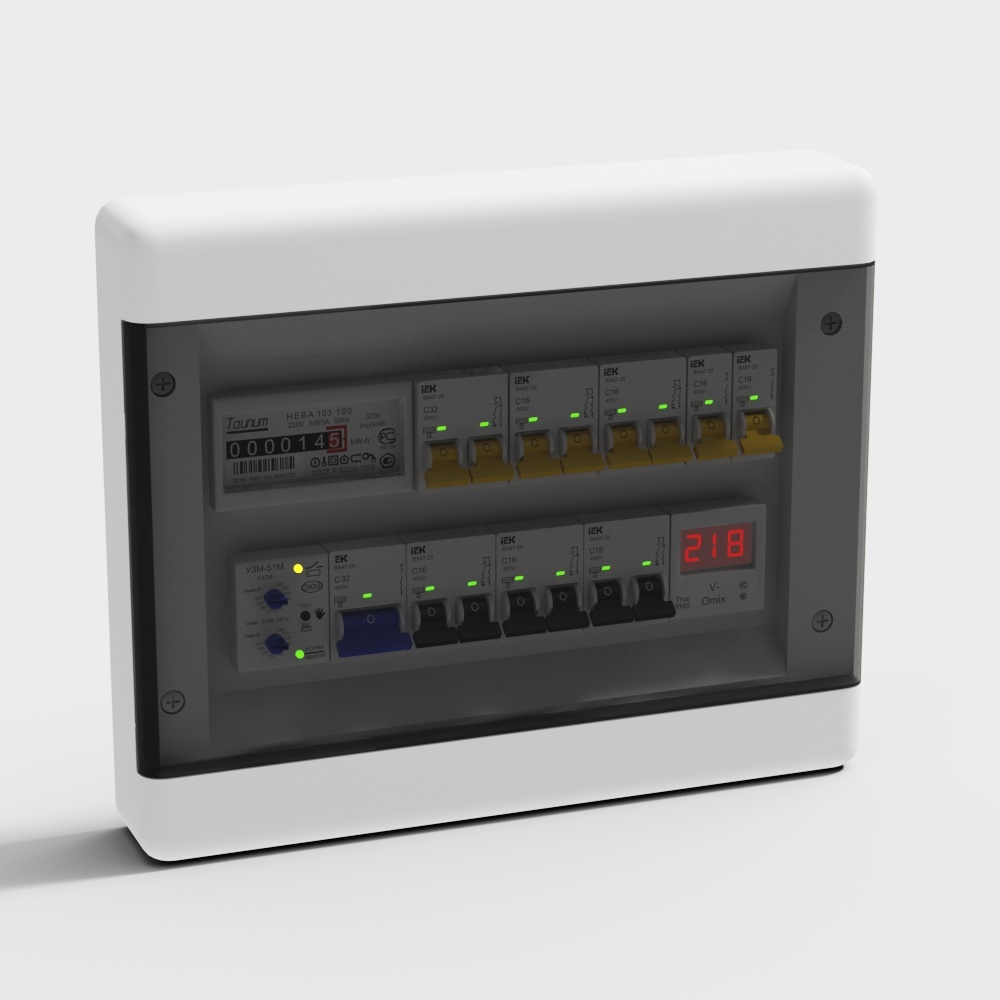 现代插座-强电箱13D模型