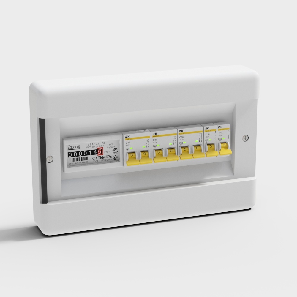 现代插座-黄色强电箱3D模型