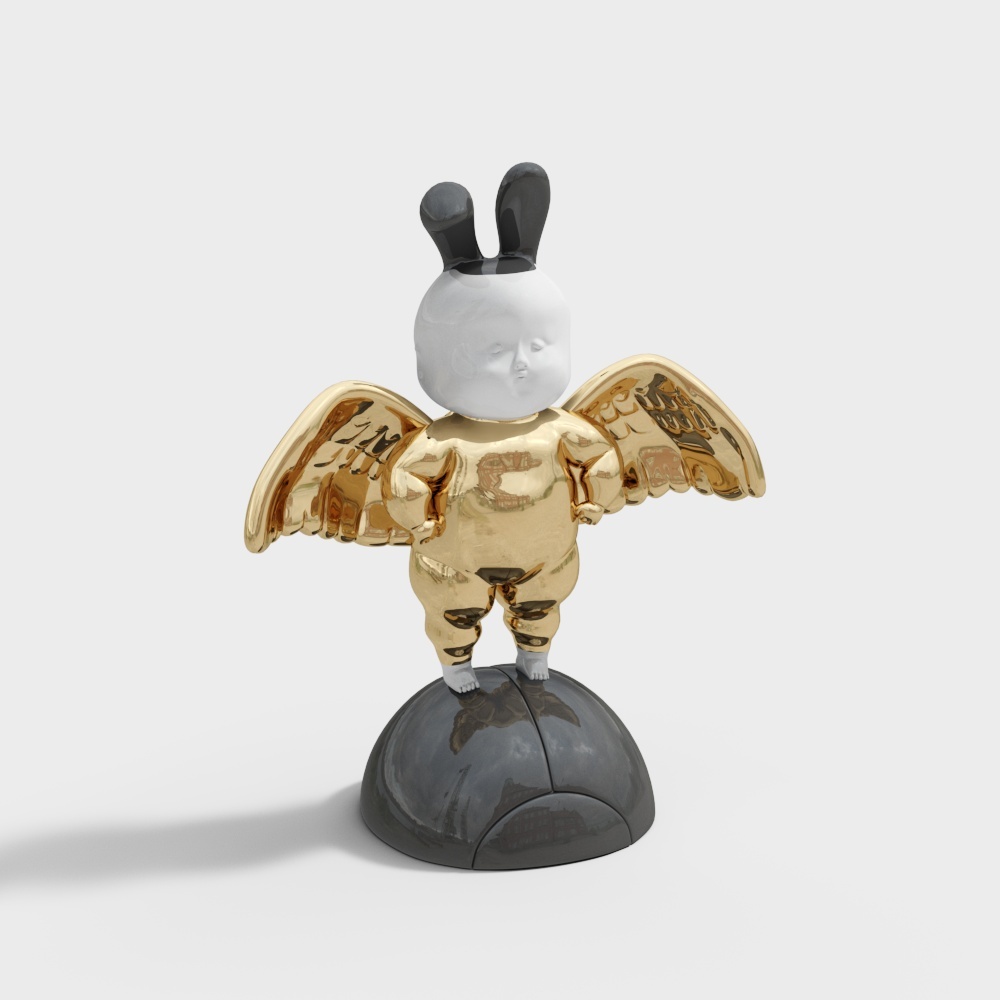 现代人物雕塑-翅膀娃娃3D模型