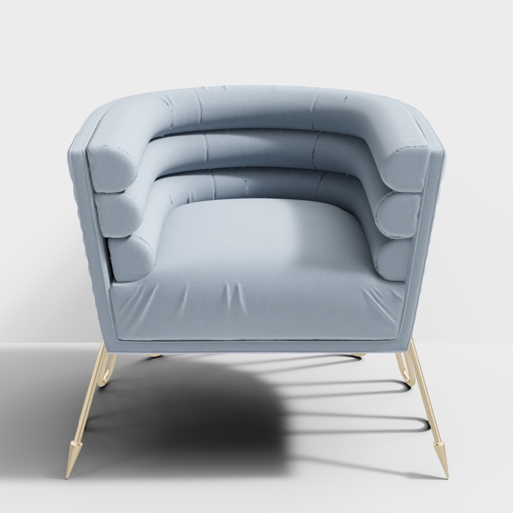 现代蓝色单人沙发3D模型