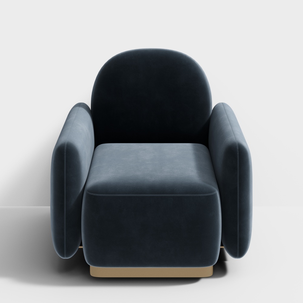 现代蓝色单人沙发3D模型