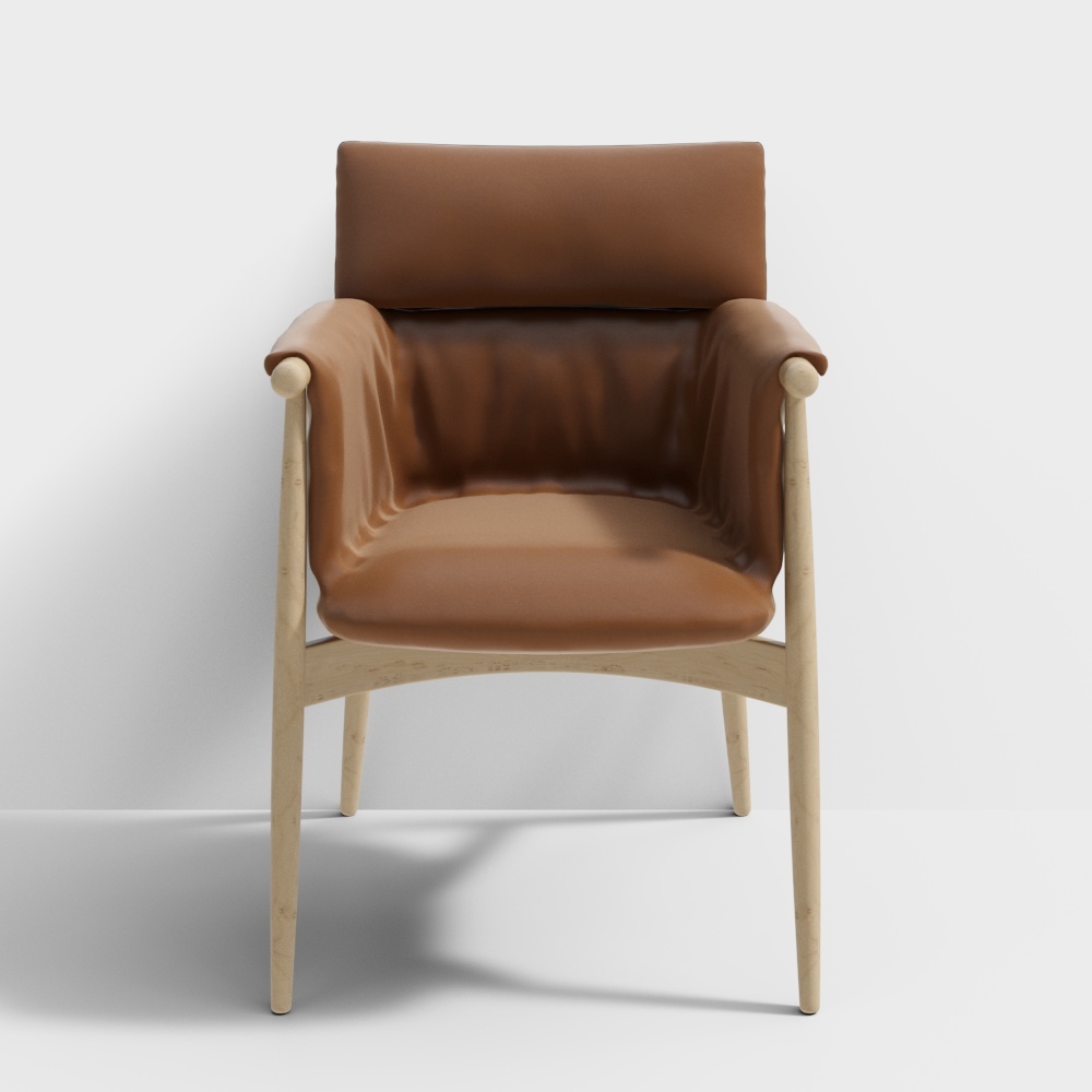 CARL HANSEN &SON 北欧黄色皮休闲椅3D模型