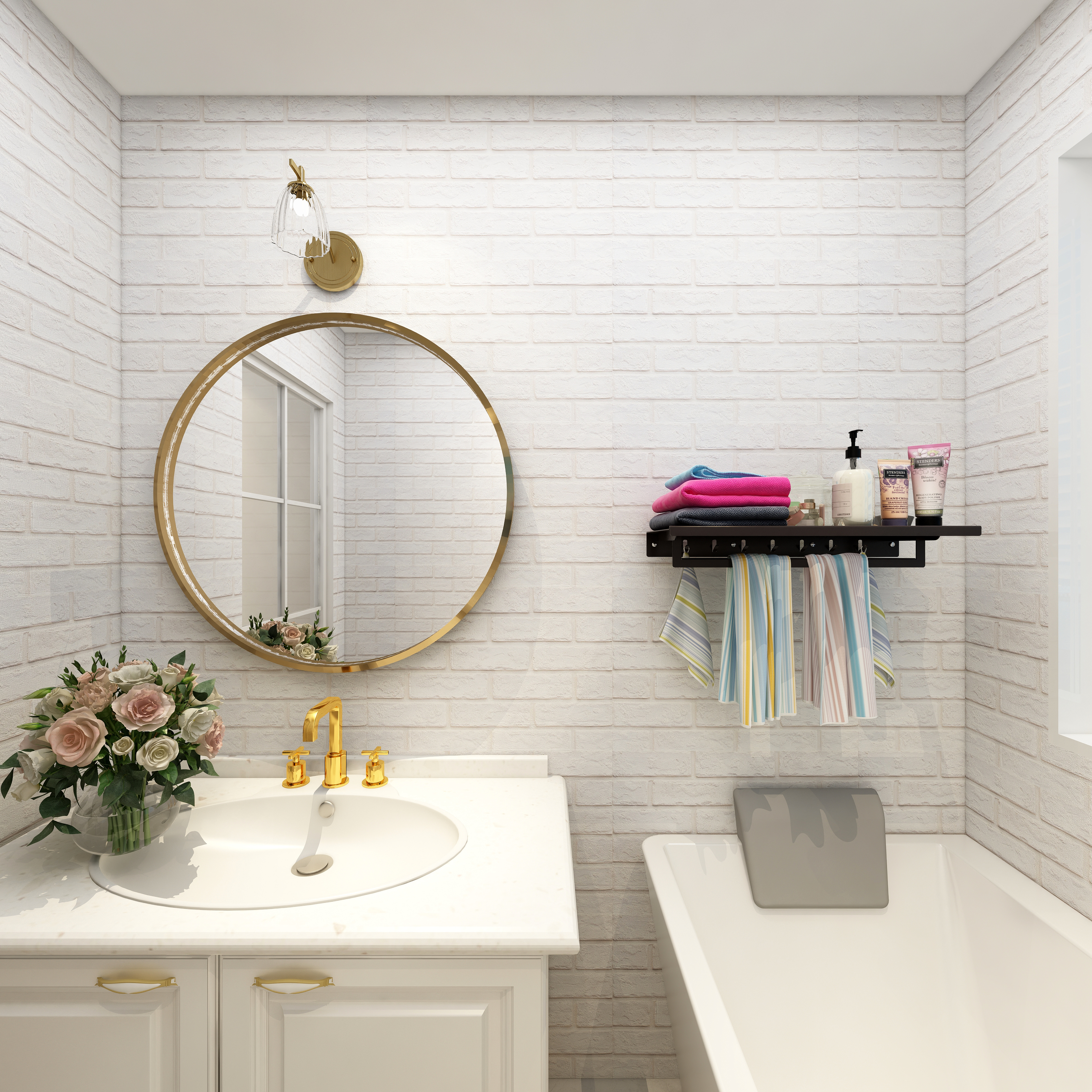 湛智华-法式110平3房重庆中商两江公馆一层主卫装修效果图第3张