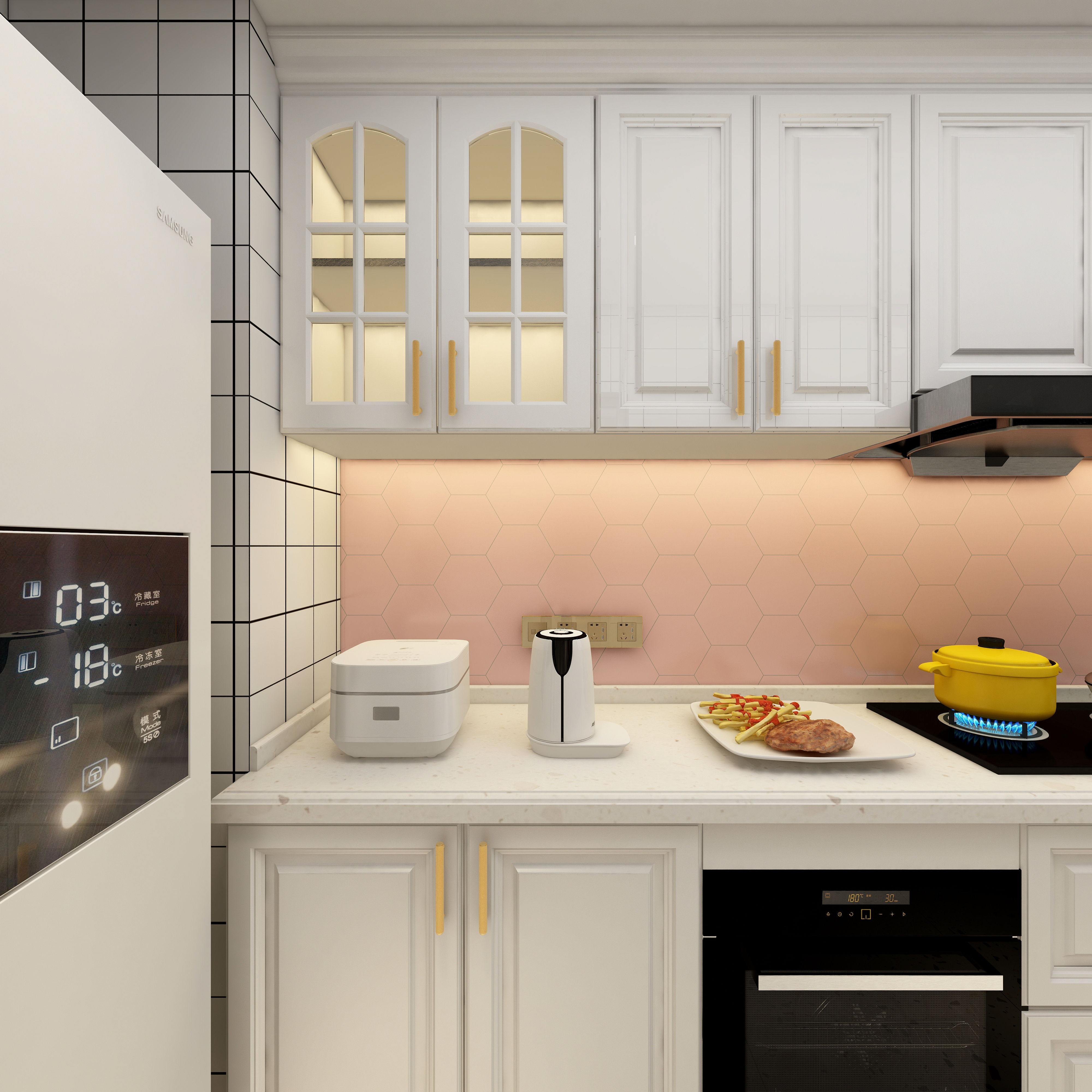 湛智华-法式110平3房重庆中商两江公馆一层厨房装修效果图第3张