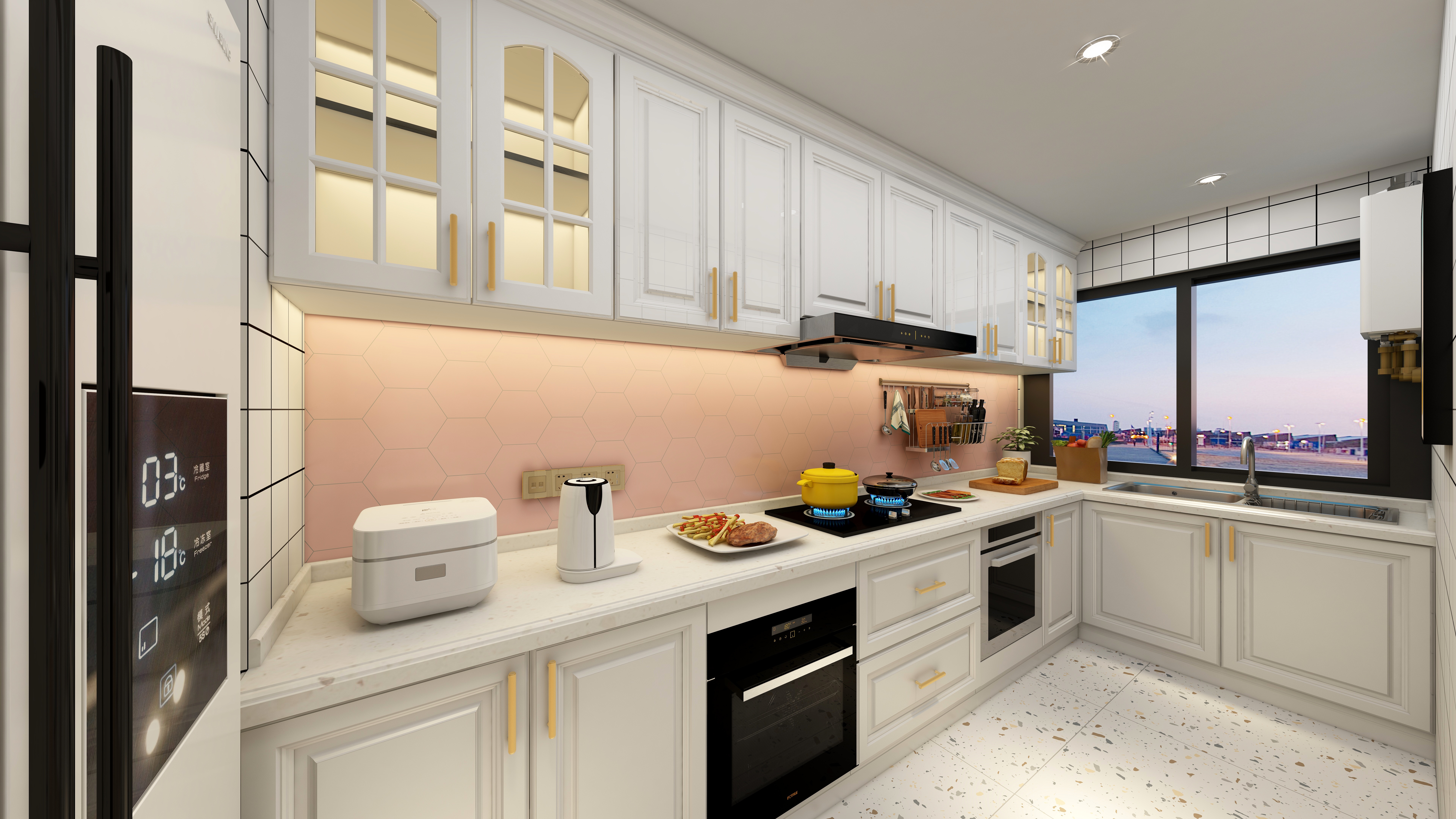 湛智华-法式110平3房重庆中商两江公馆一层厨房装修效果图第1张