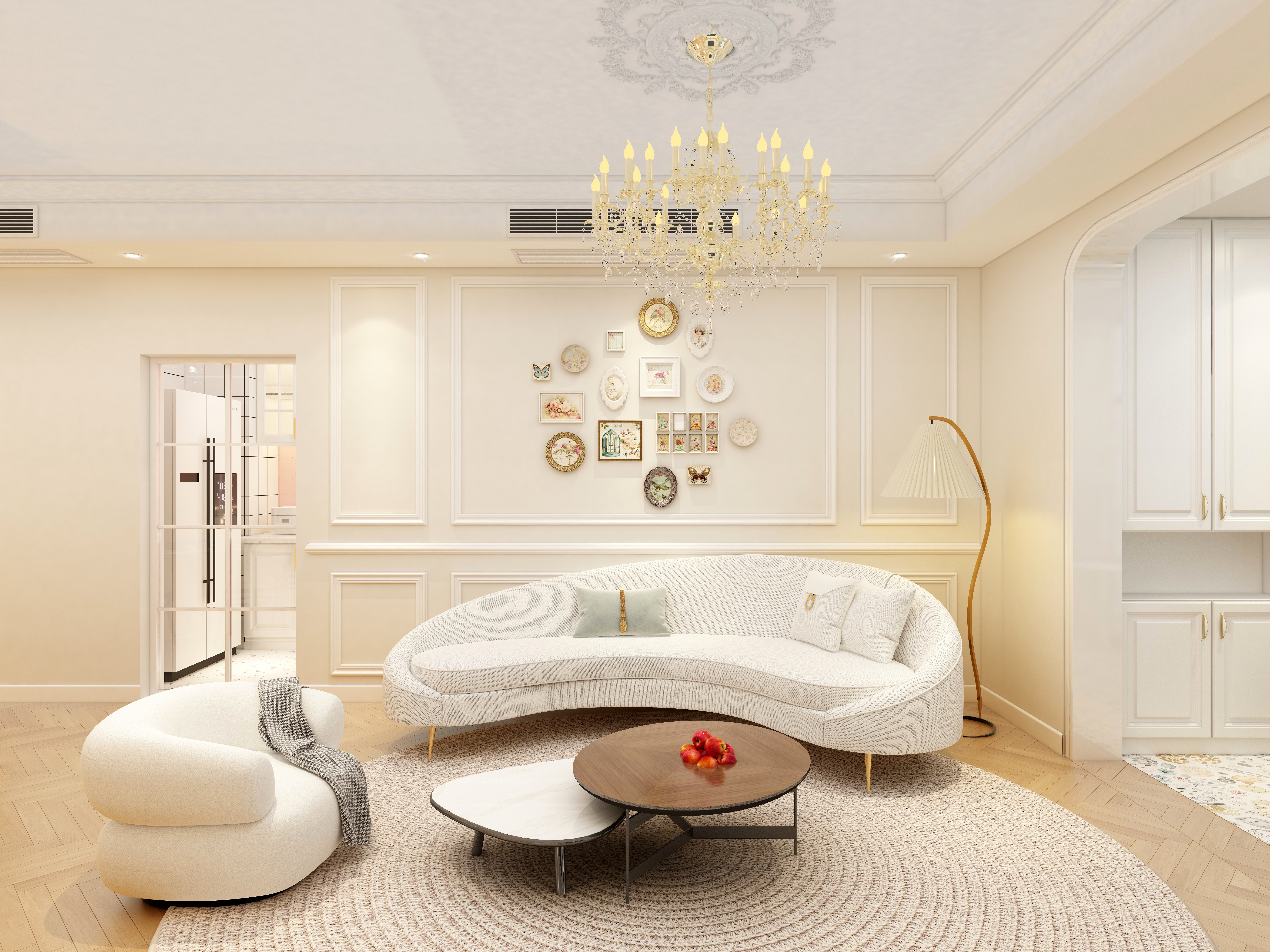 湛智华-法式110平3房重庆中商两江公馆一层客餐厅装修效果图第3张