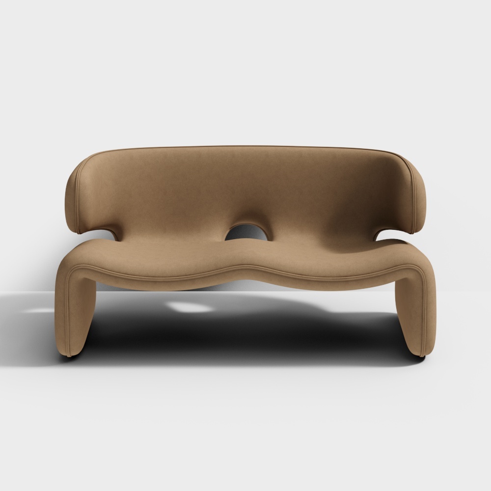 现代双人沙发椅-黄色3D模型