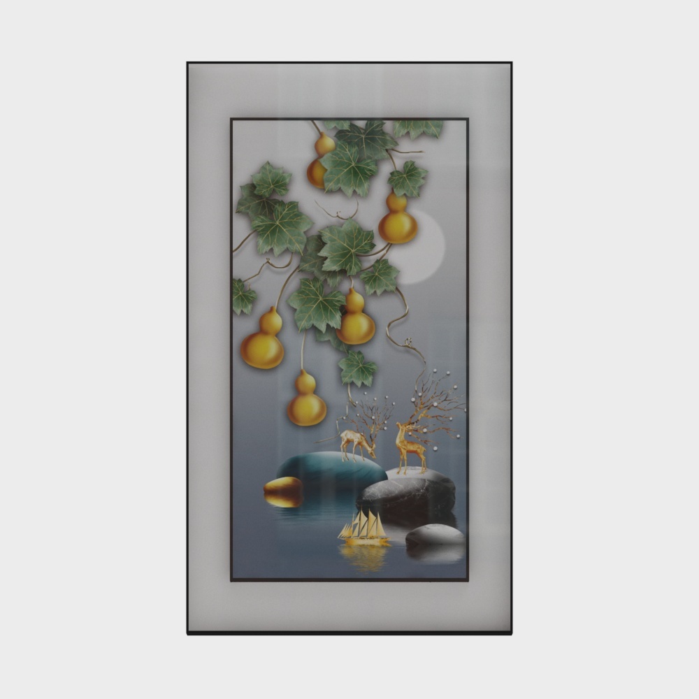简上-轻奢风-玄关装饰画-SK-0843D模型