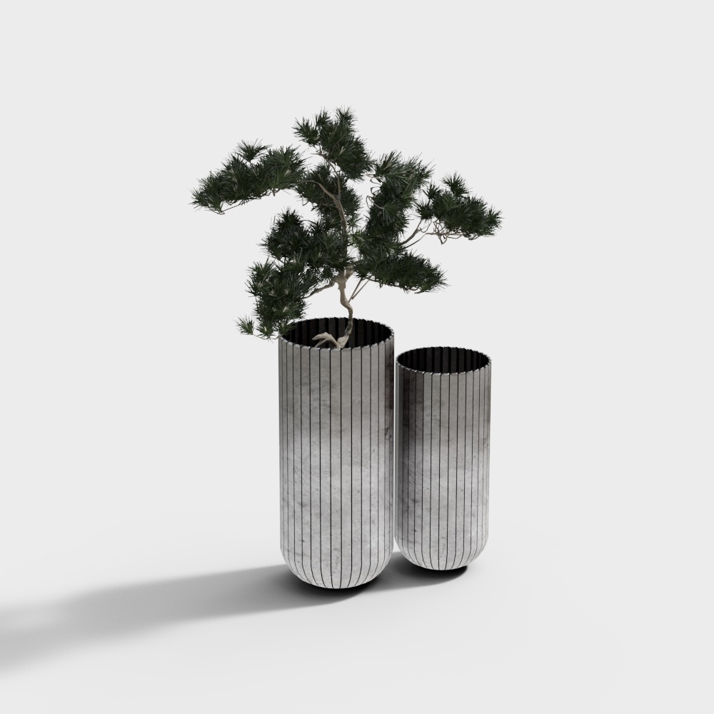 心中是花瓶绿植摆件玄关摆件3D模型