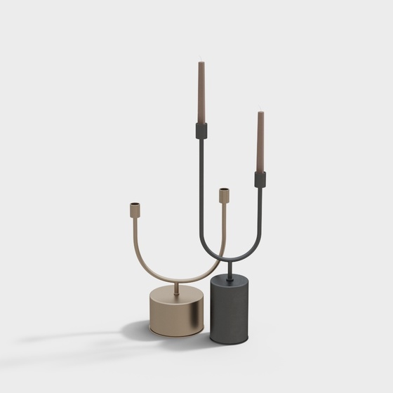 Decorative Candle 3D Model in Gray Finish