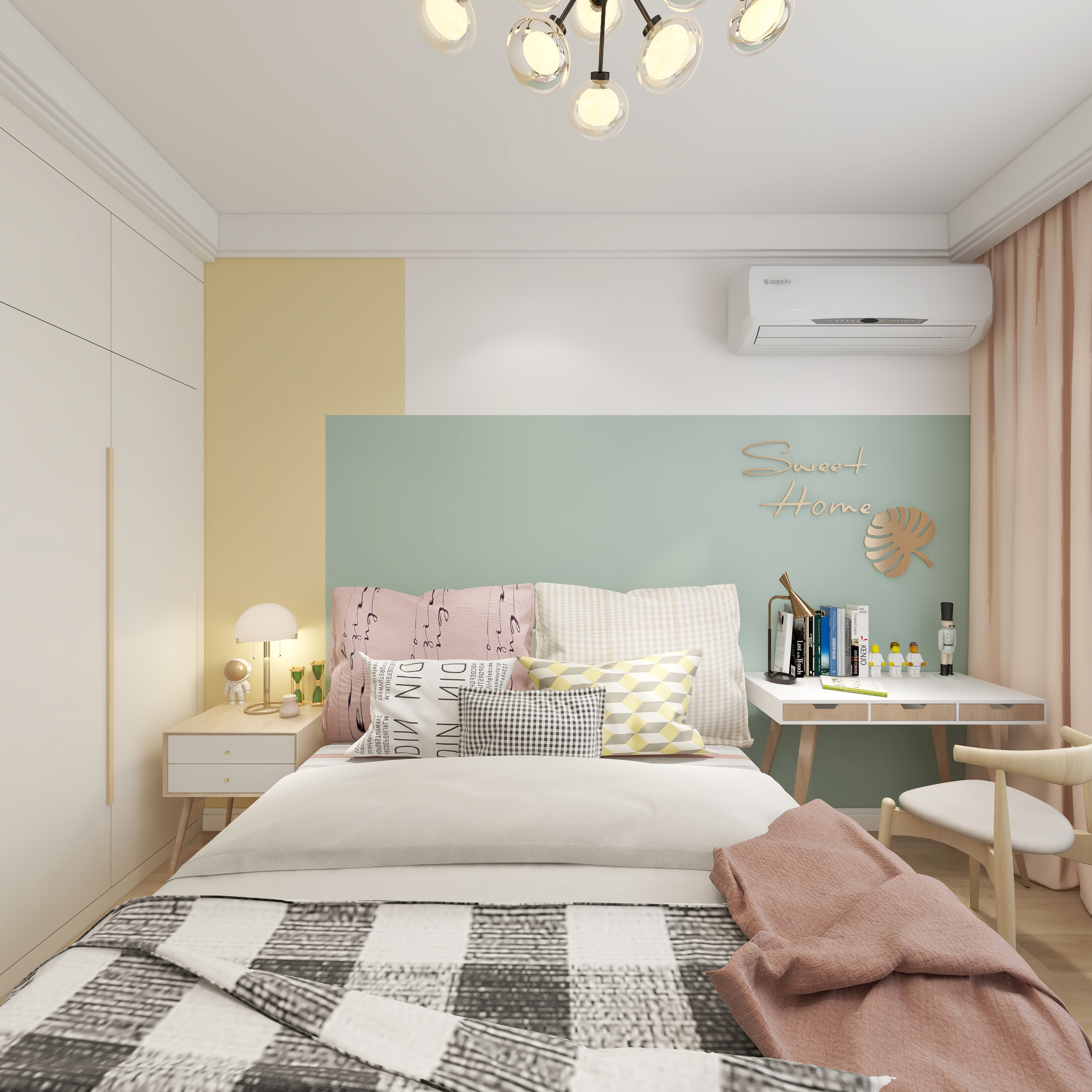 王思力-148平四居中天城--北欧清新风一层老人房装修效果图第3张