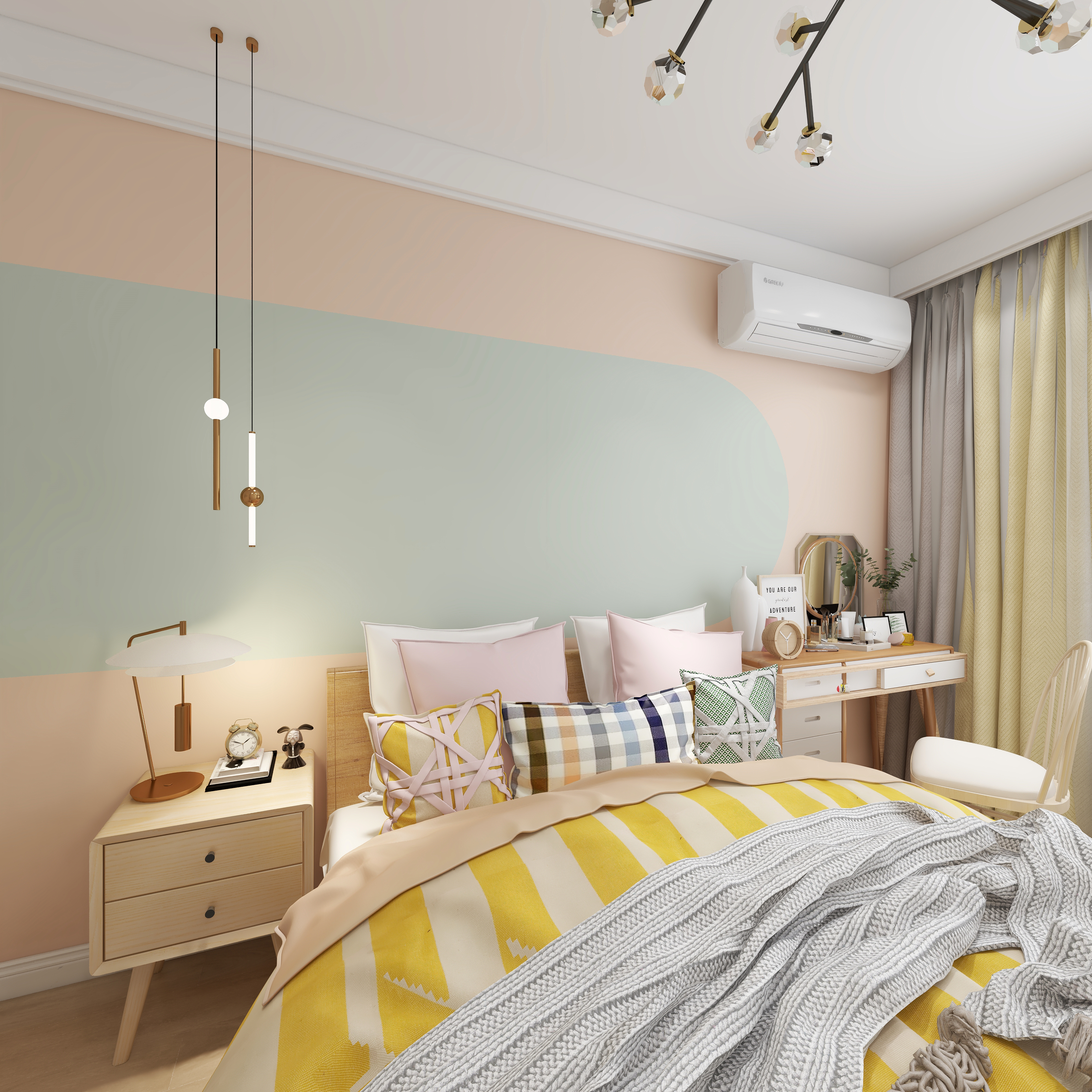 王思力-148平四居中天城--北欧清新风一层主卧装修效果图第3张