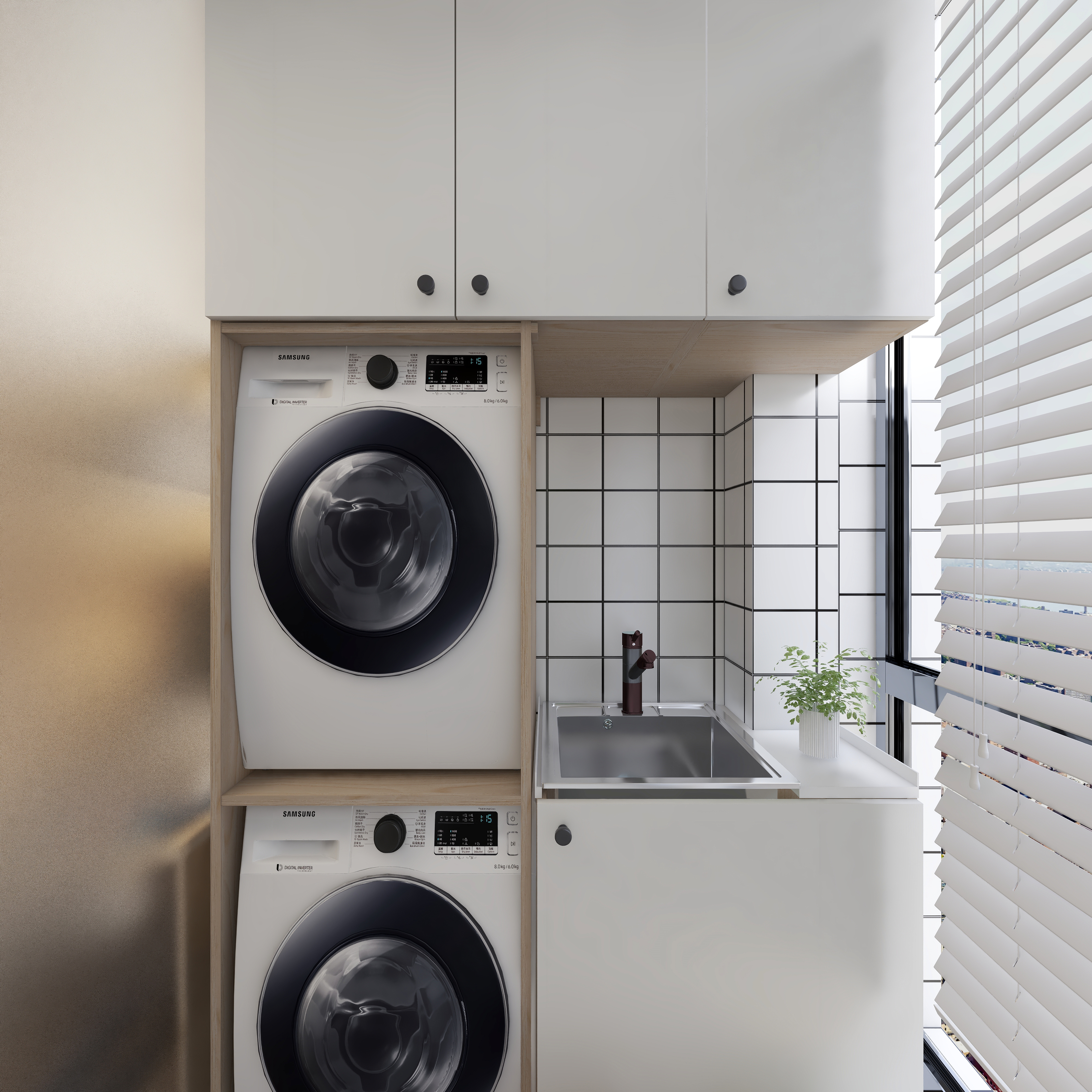 王思力-148平四居中天城--北欧清新风一层阳台装修效果图第2张