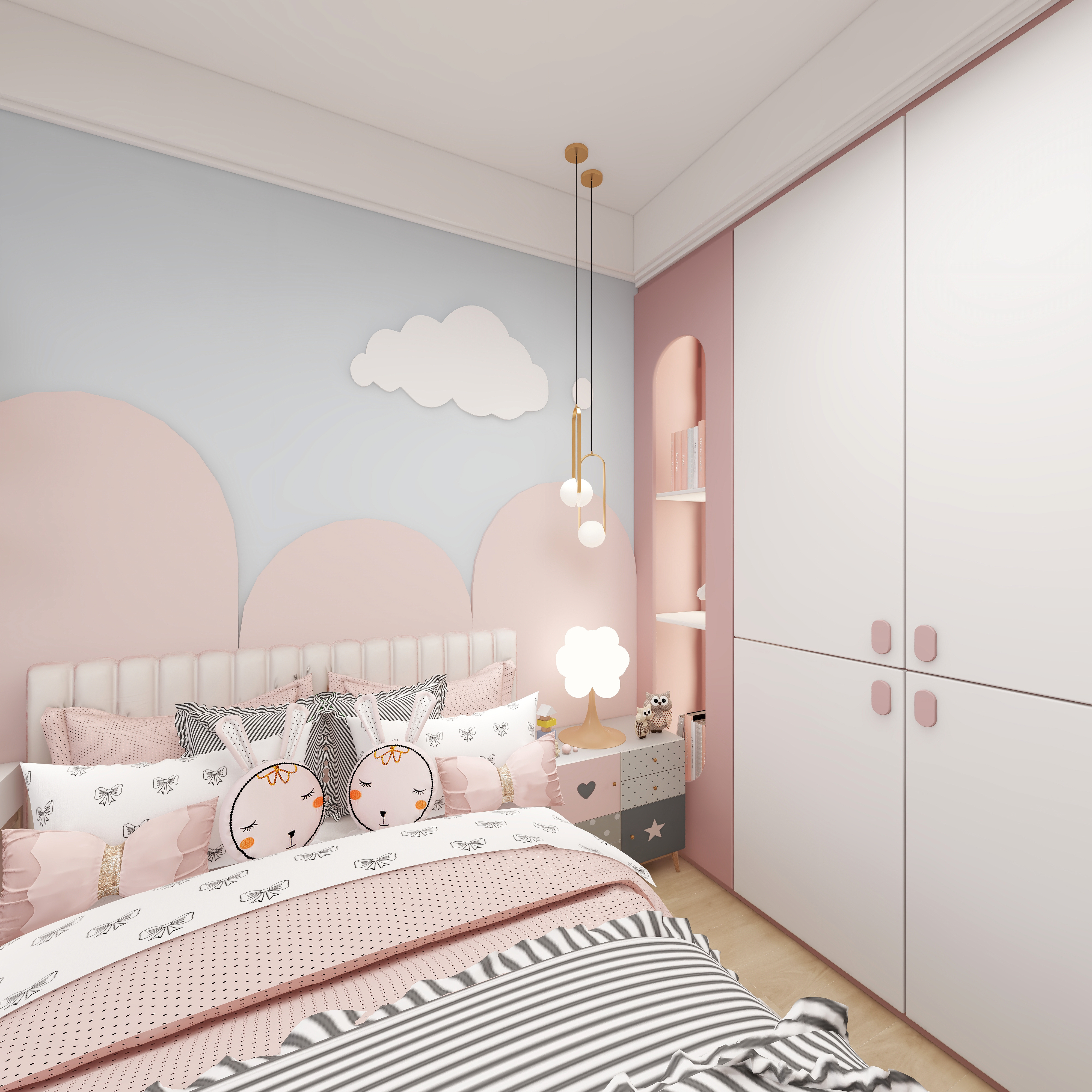 王思力-148平四居中天城--北欧清新风一层儿童房装修效果图第3张