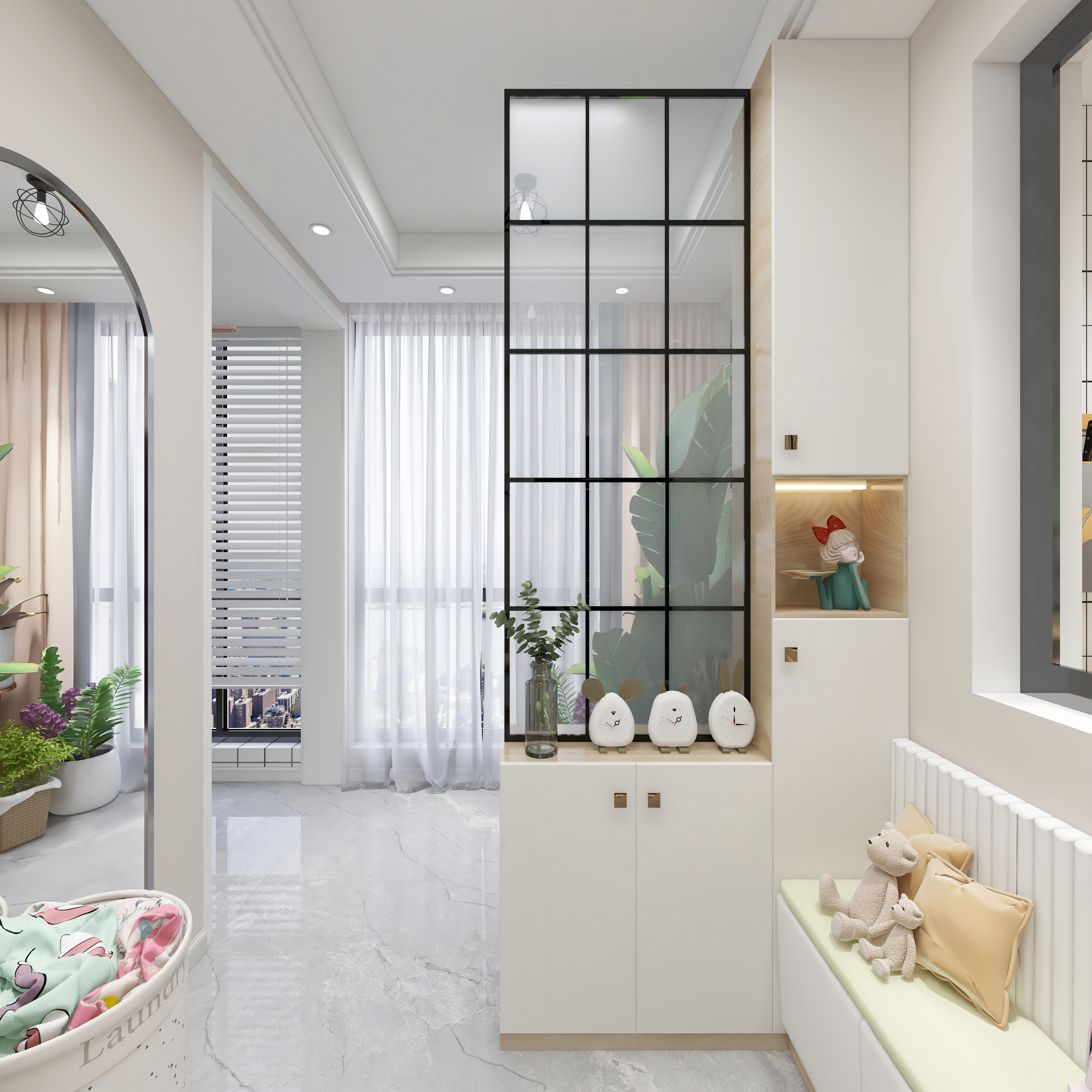 王思力-148平四居中天城--北欧清新风一层门厅装修效果图第3张