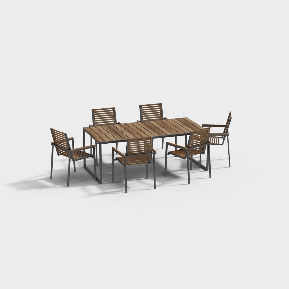 户外桌椅组合2-YJ3D模型