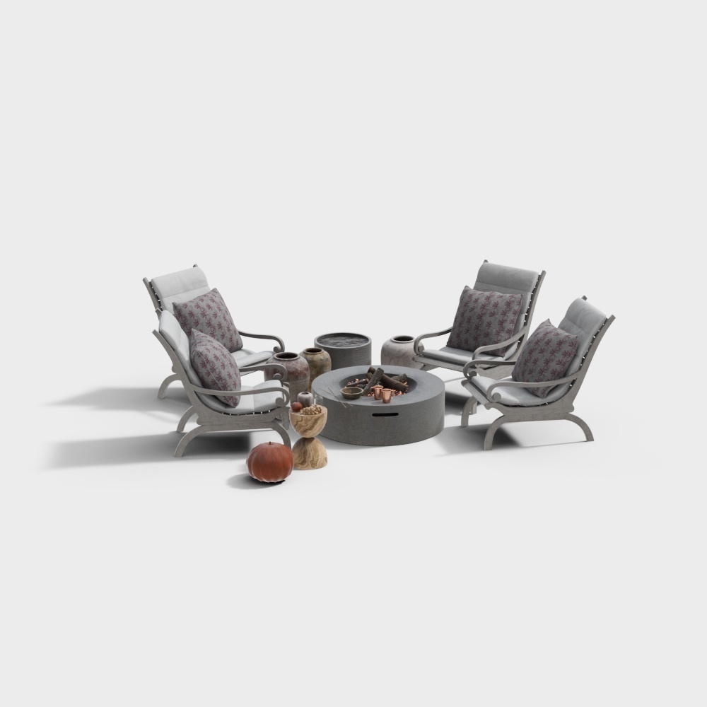现代户外餐桌椅1-圆桌