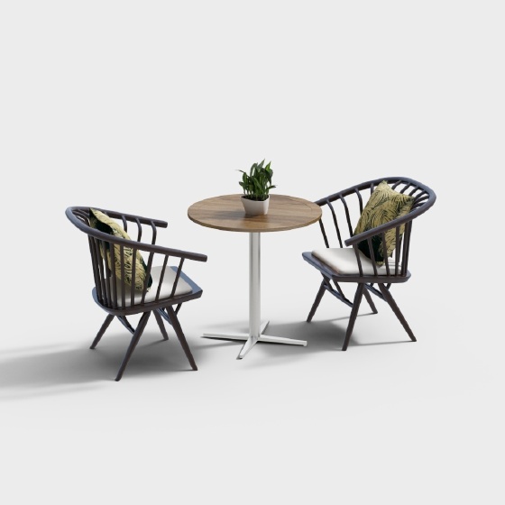 Modern Outdoor Dining Table & Chairs,Earth color+Black